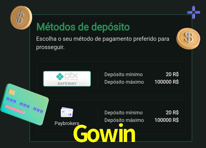 O cassino Gowin oferece uma grande variedade de métodos de pagamento